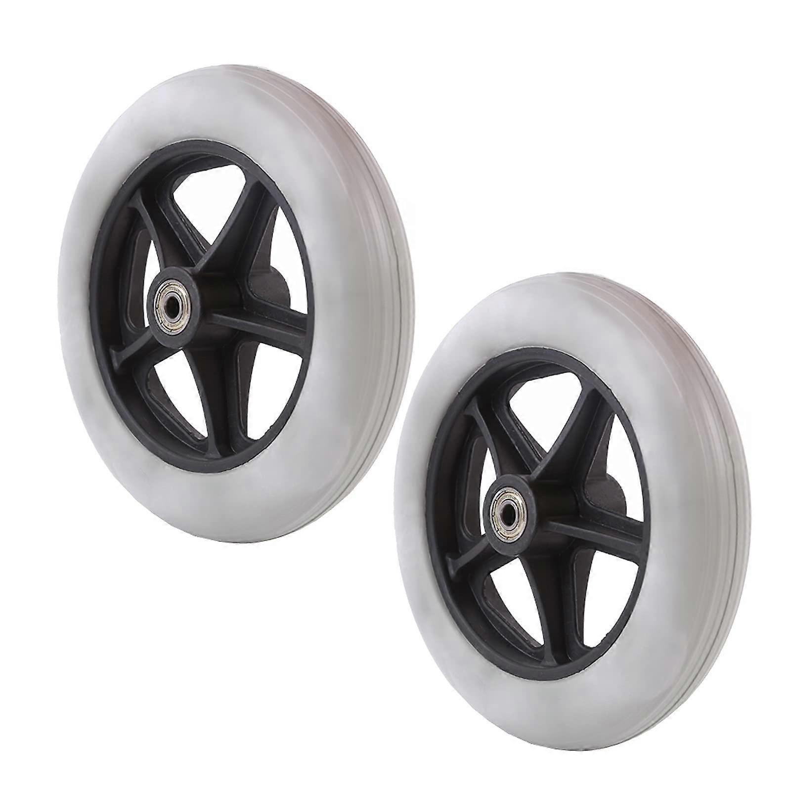 Wheelchair Front Wheels, 6 Inch Solid Gray Non-Slip Rubber Replacement Wheels, Compatible with Most Wheelchairs