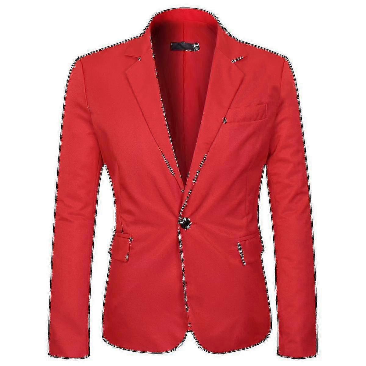 Mens Solid Color Slim Fit Business Casual Blazer