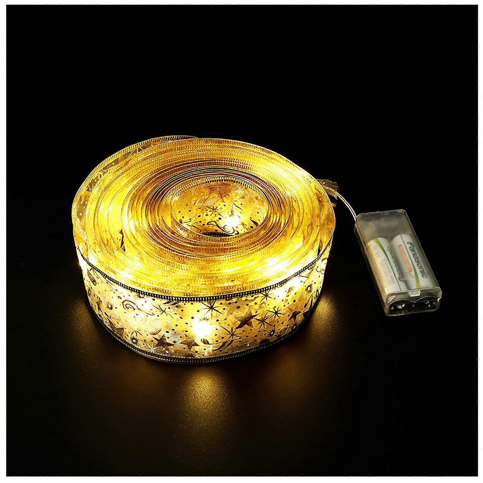 Christmas Tree Ribbon String Lights Battery Operated Easy to Use Light String