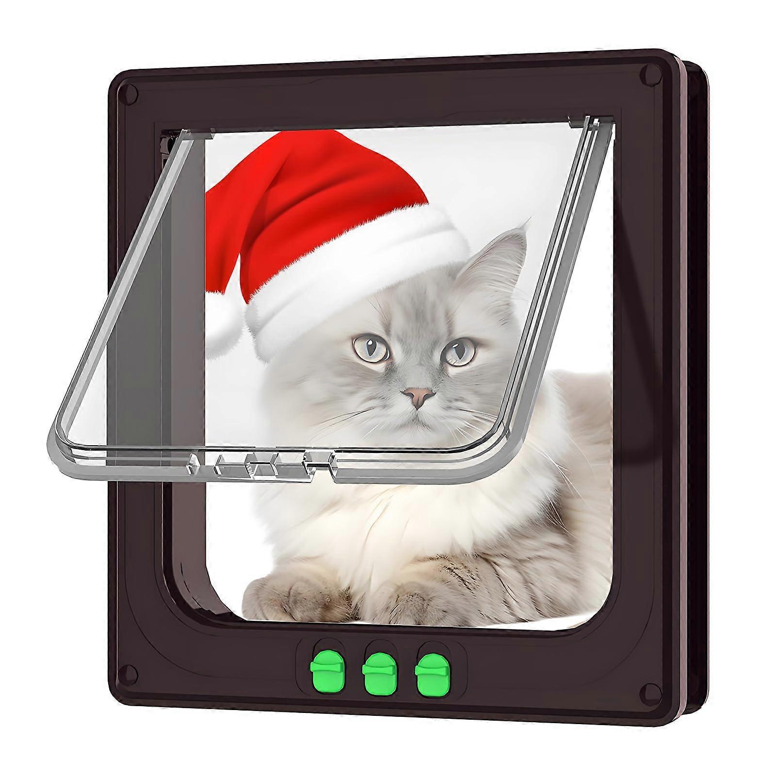 Cat Door Interior Door, XLarge 4 Way Locking Cat Flap, Outer Size 11.02 x 9.8 Inches, Durable Pet Access Door