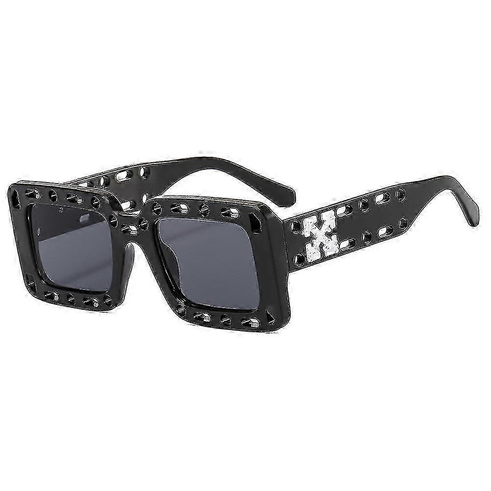 2022 Square Oversized Sunglasses para mulheres homens moda flat top big preto quadro tons
