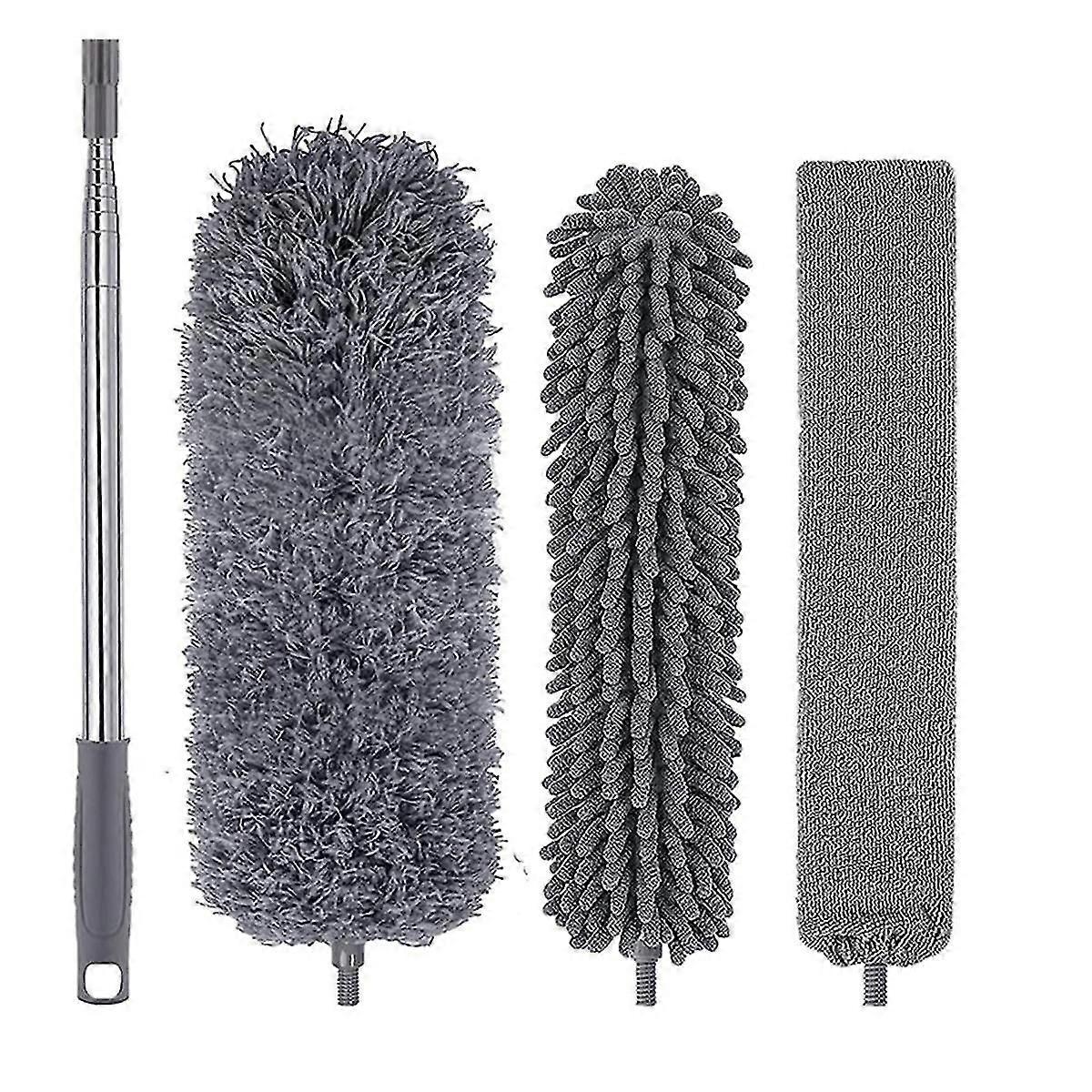 4Pcs Microfiber Duster Kit with Extension Pole 30-110 Inches for High Ceiling for Cleaning Cobweb