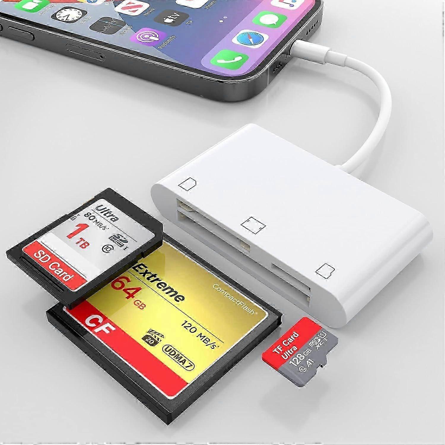 CF SD Card Reader for iPhone Memory Card Reader for SD//CF Card, 3 in 1  to Card