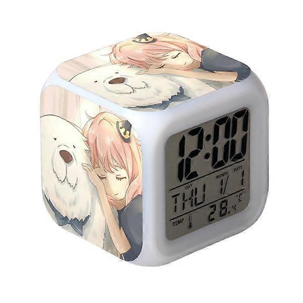 Wekity Anime Alarm Clock One Piece LED Square Clock Despertador Digital com Hora, Temperatura, Alarme, Data