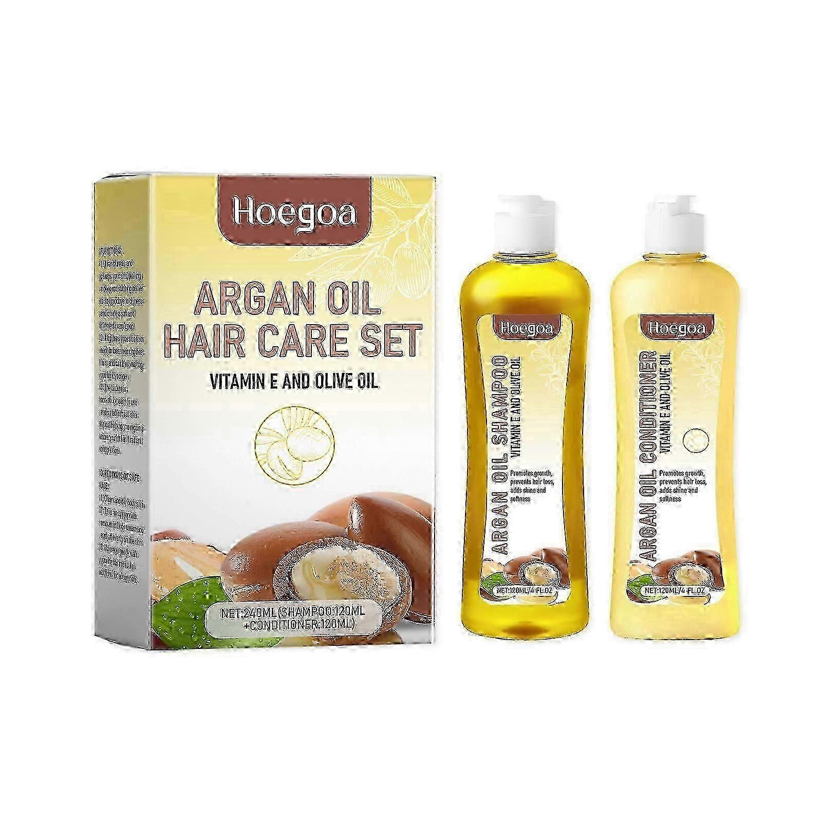 Hoegoa Argan shampoo and conditioner set Nourishing hair, cleansing scalp, smoothing and shiny hair care set