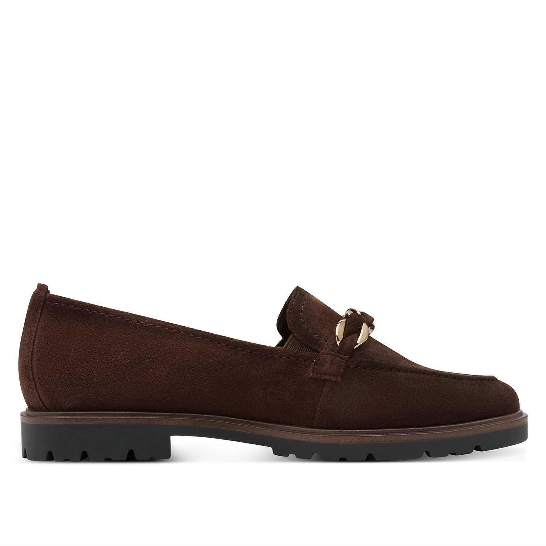 Tamaris Womens Mocca Brown Suede Leather Slip-On Loafers Comfort Shoes