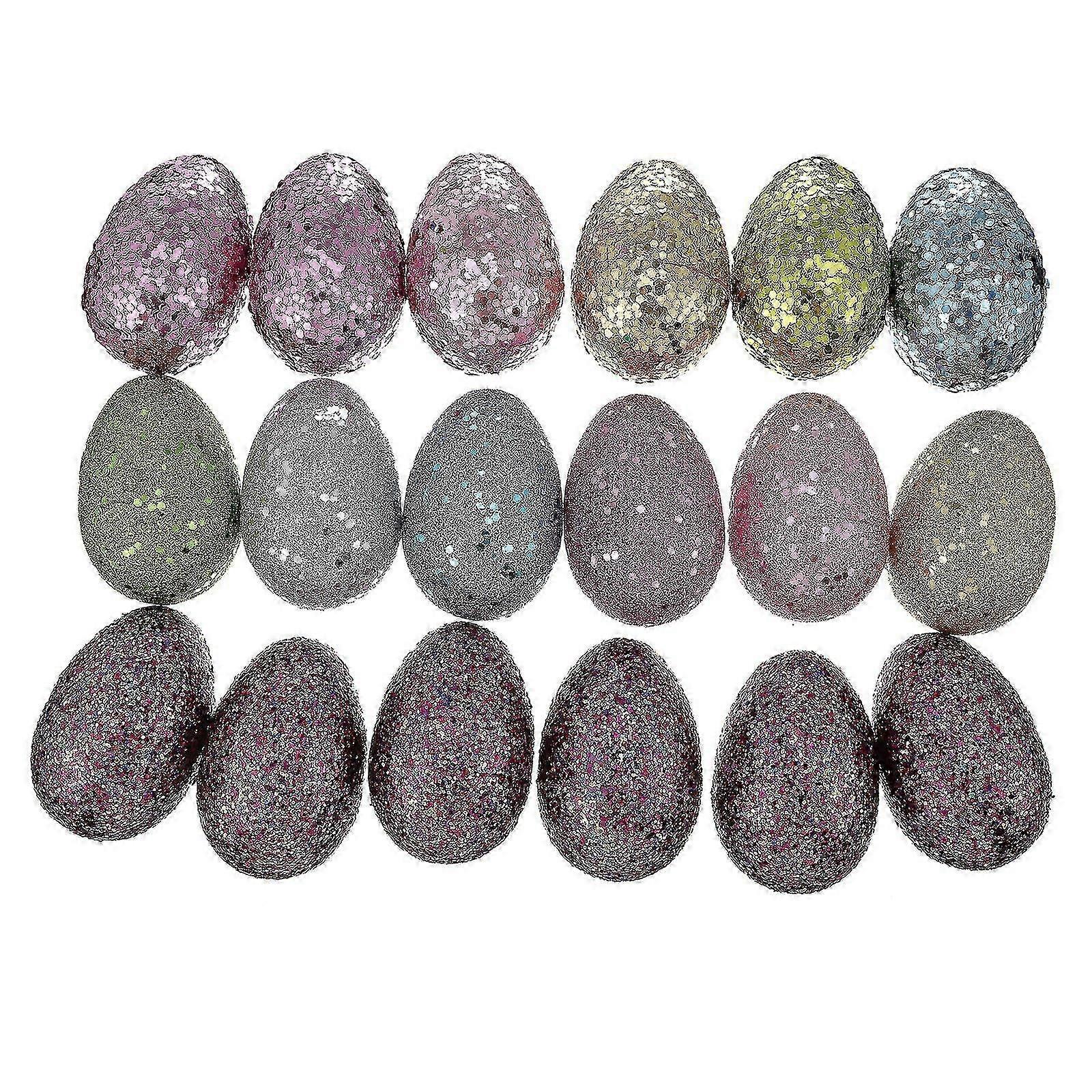 18pcs Easter Sequins Eggs Simulation Eggs Model Festival Party Supplies