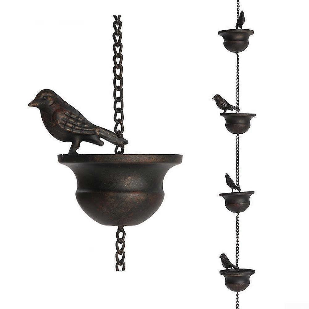 2.4 m elegant iron bird rain chain with 8 birds, gutter decoration, garden