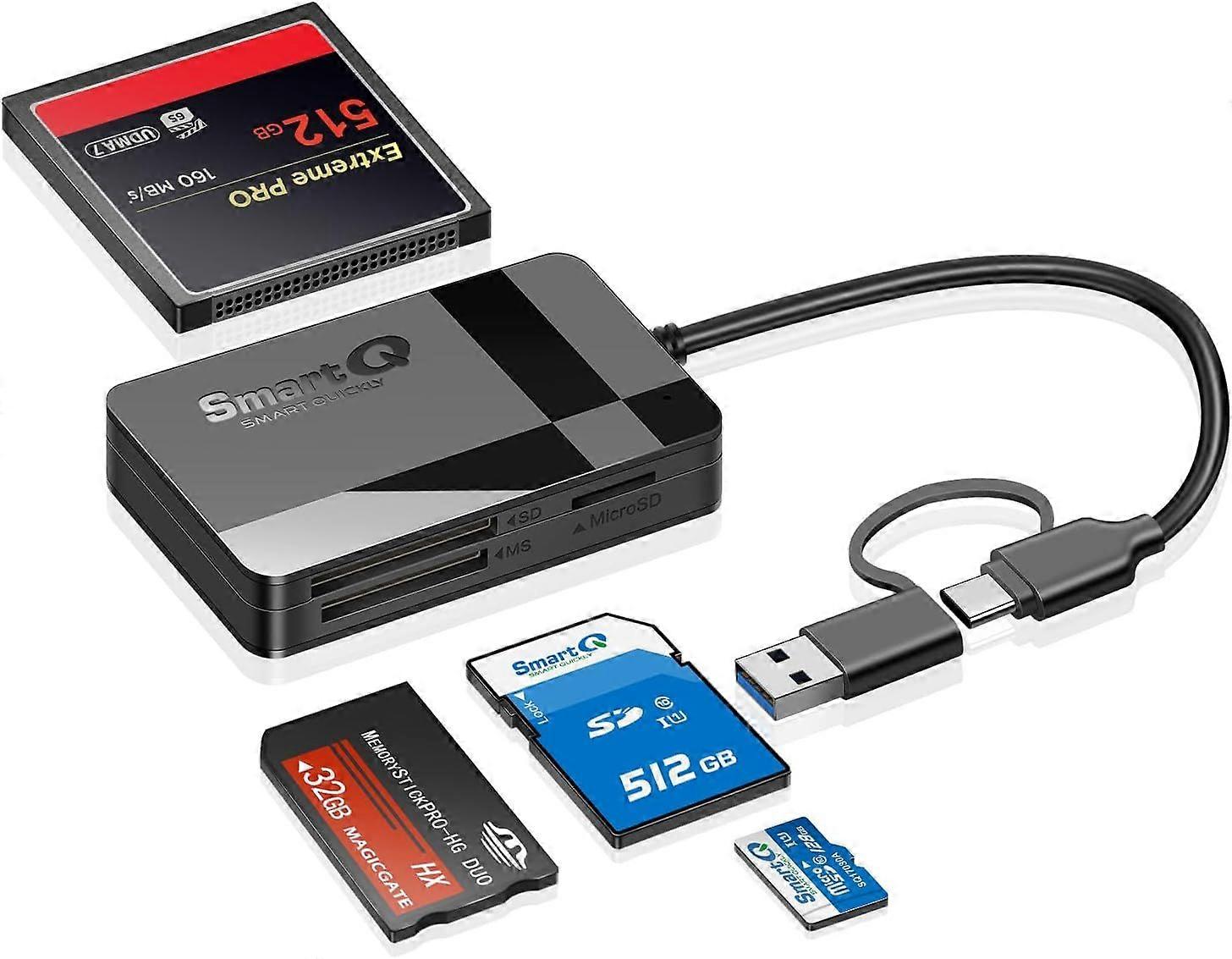 SD Card Reader, Memory Card Reader 4 in 1 USB C USB 3.0 Dual Connector Adapter