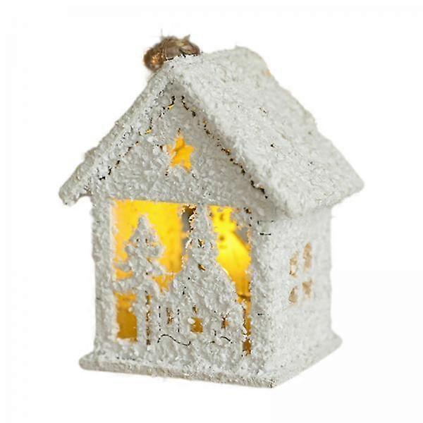 4xChristmas Tree House Ornament Hanging Glowing House for Indoor Home New Year Style A