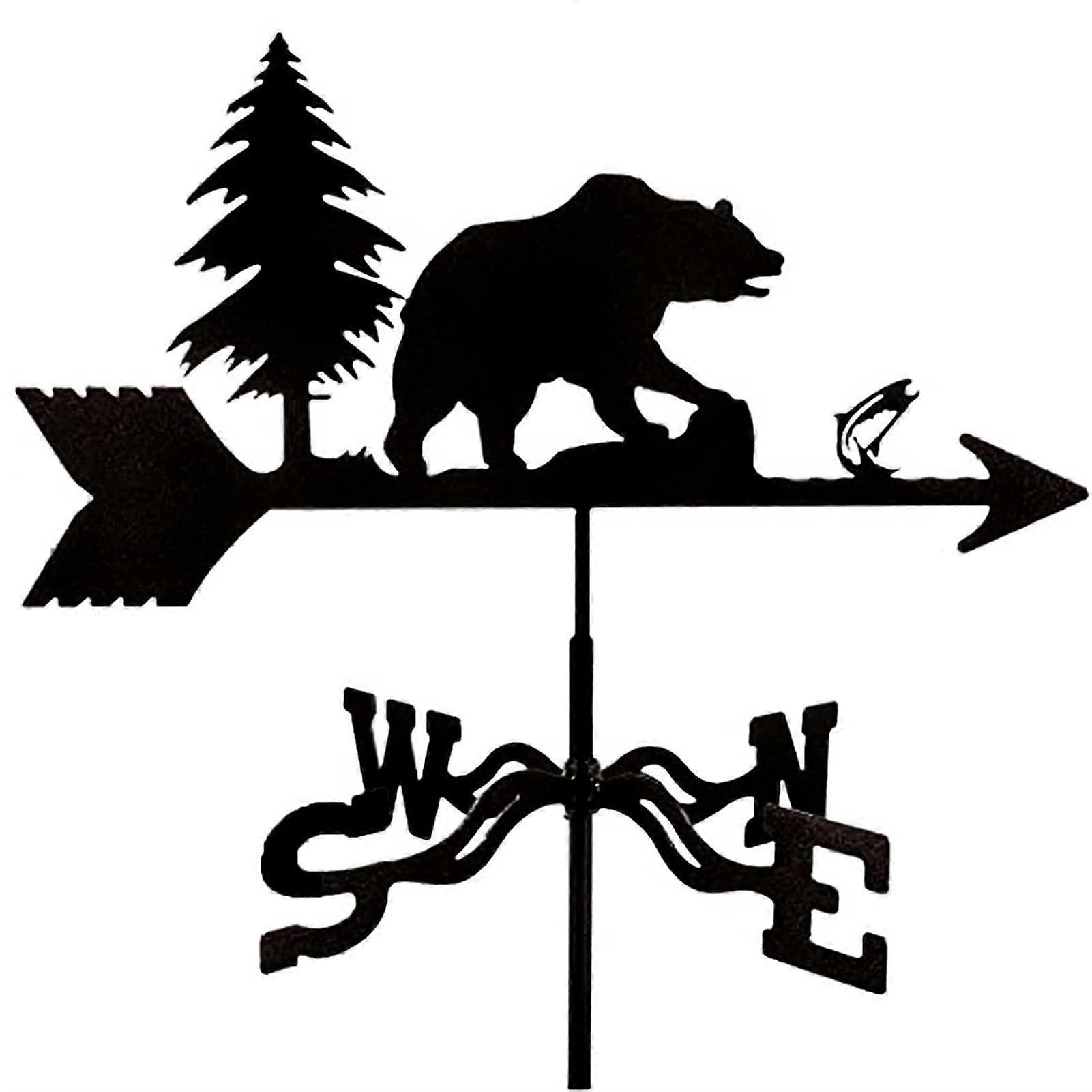 Weather vane made of metal, wind direction indicator with roof mounting