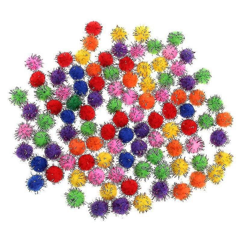 100pcs Colorful Mini Sparkly Glitter Tinsel Balls Small Pom Ball for Pet Toys