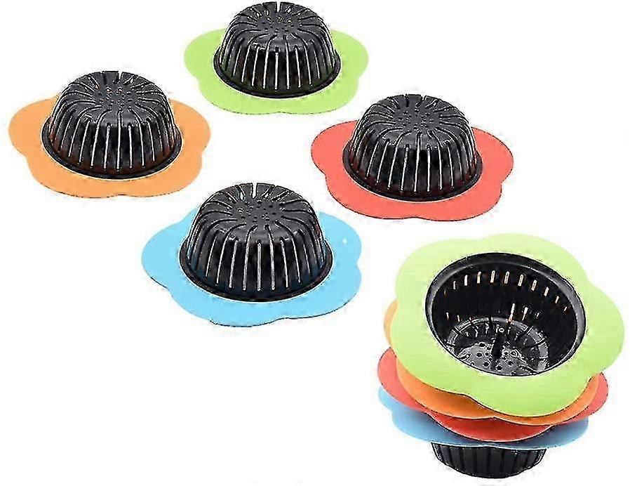 Silicone Sink Strainer 4-Pack, Wide Rim Drain Filter (4 Colors)