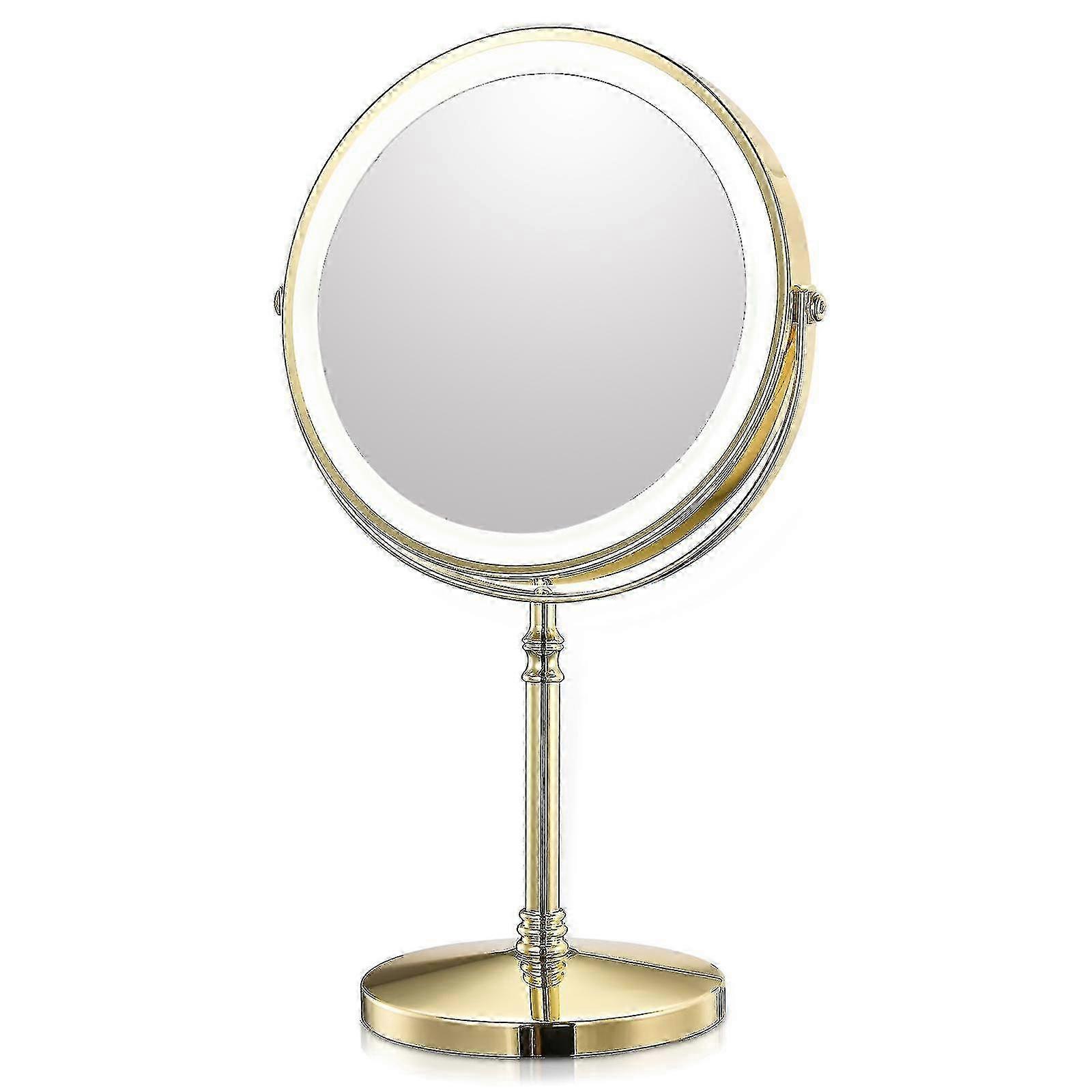 8 Inch Gold LED Makeup Mirror with USB Charging & 10x Magnification