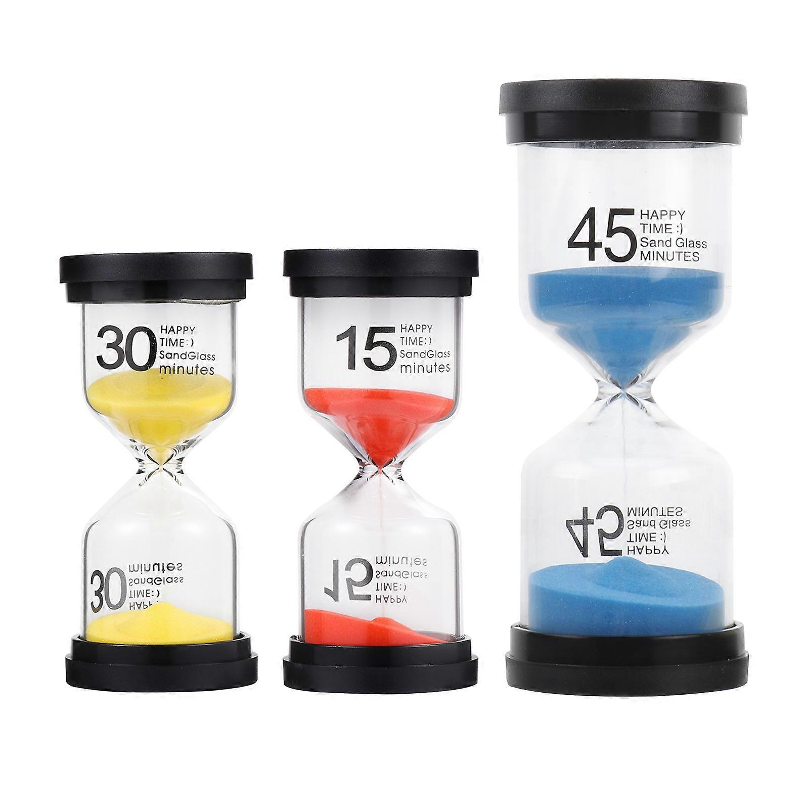 3pcs Desktop Sandglass Timer Set   Compact Hourglass Timers in Red, Yellow, Blue for Home Office and Tabletop Decor