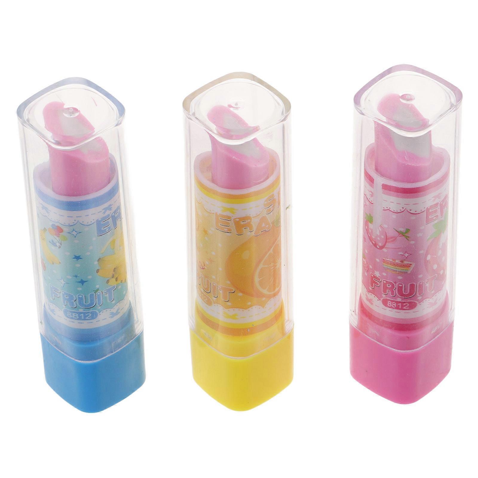Stationery Rubber Eraser in Lipstick Shape, Enhances Learning Experience