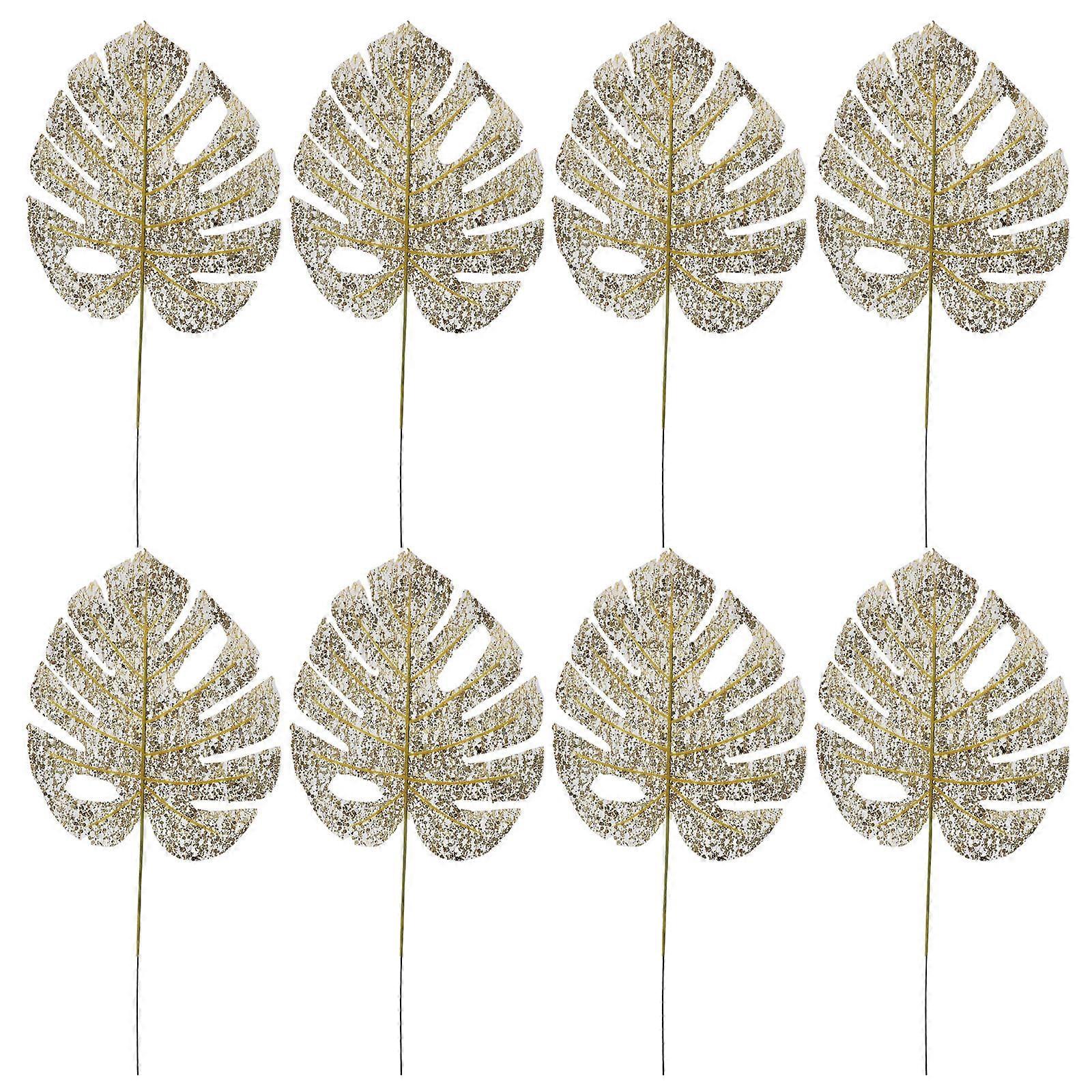FRCOLOR 20pcs Golden Palm and Jungle Leaves Decorations with Artificial Tropical Style