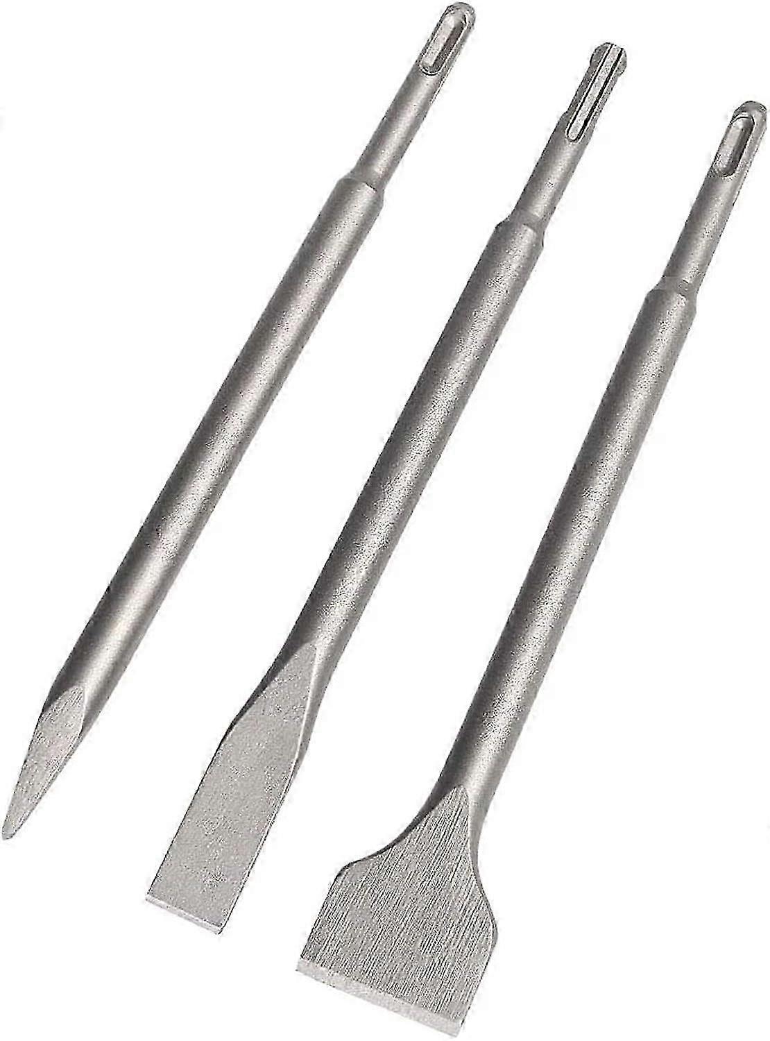 3-Piece SDS Chisel Set for Concrete & Masonry - Pointed & Tile Chisel for Light Drilling & Impact Hammers (22-25cm)