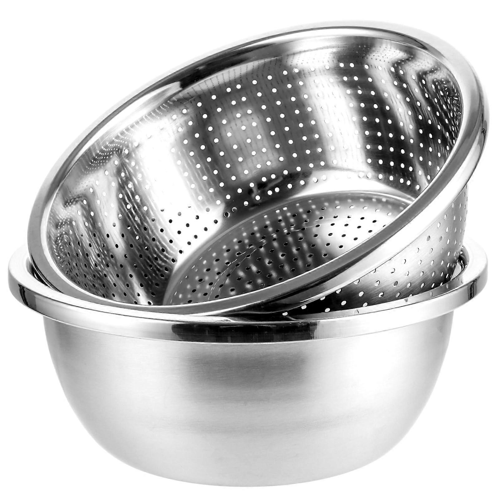 Stainless Steel Colander and Bowl Set, 26 cm Pasta Strainer and Sieve, Ideal for Straining Vegetables, Fruits, and Rice