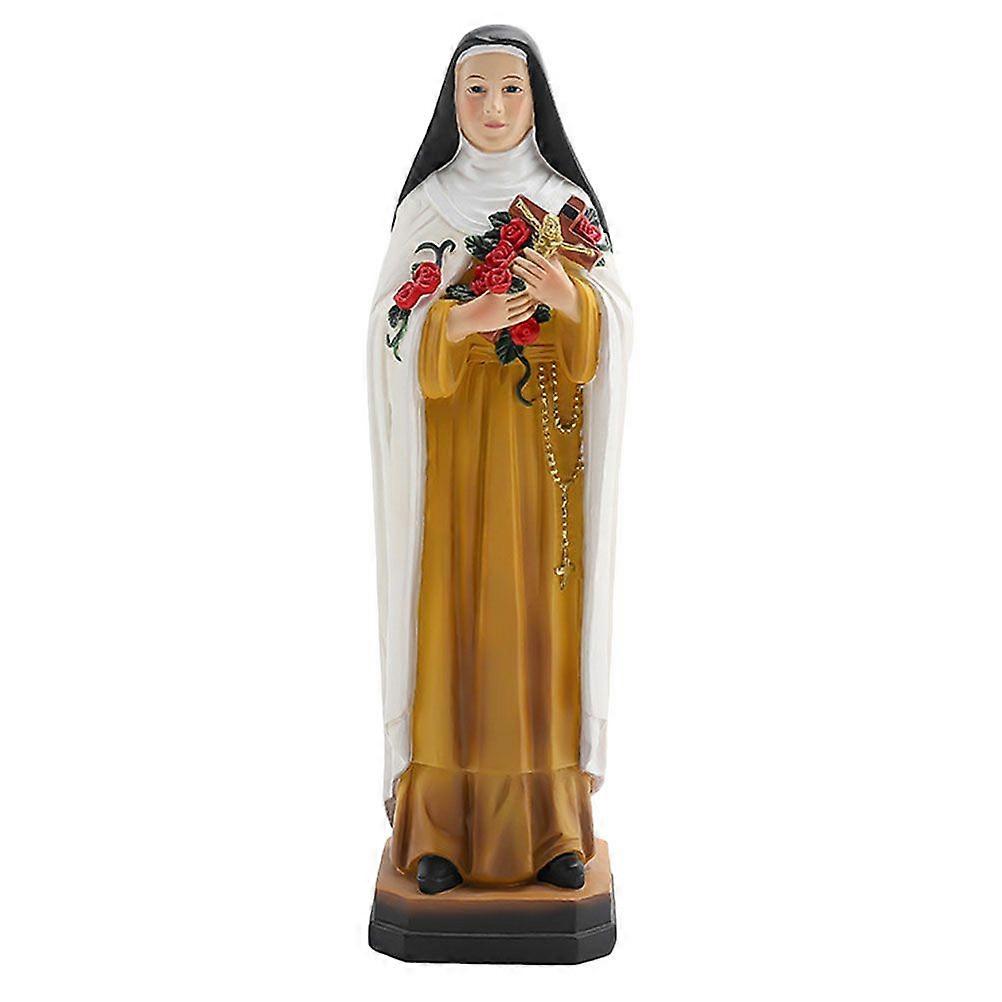 Nun and Flowers Statue Decor Resin Craft Desktop Adornment Simple Tabletop Decor