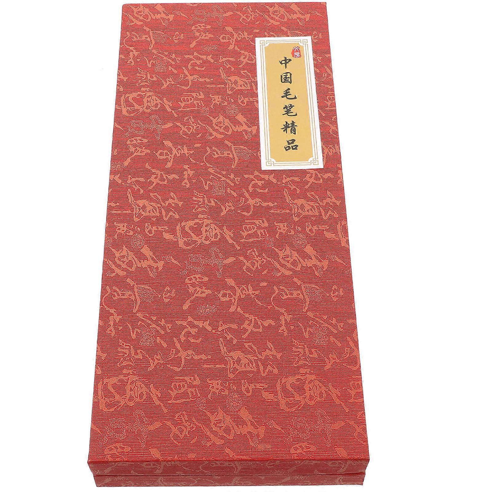 Calligraphy Brush Case Art Brush Gift Box for Writing Use Red Paper