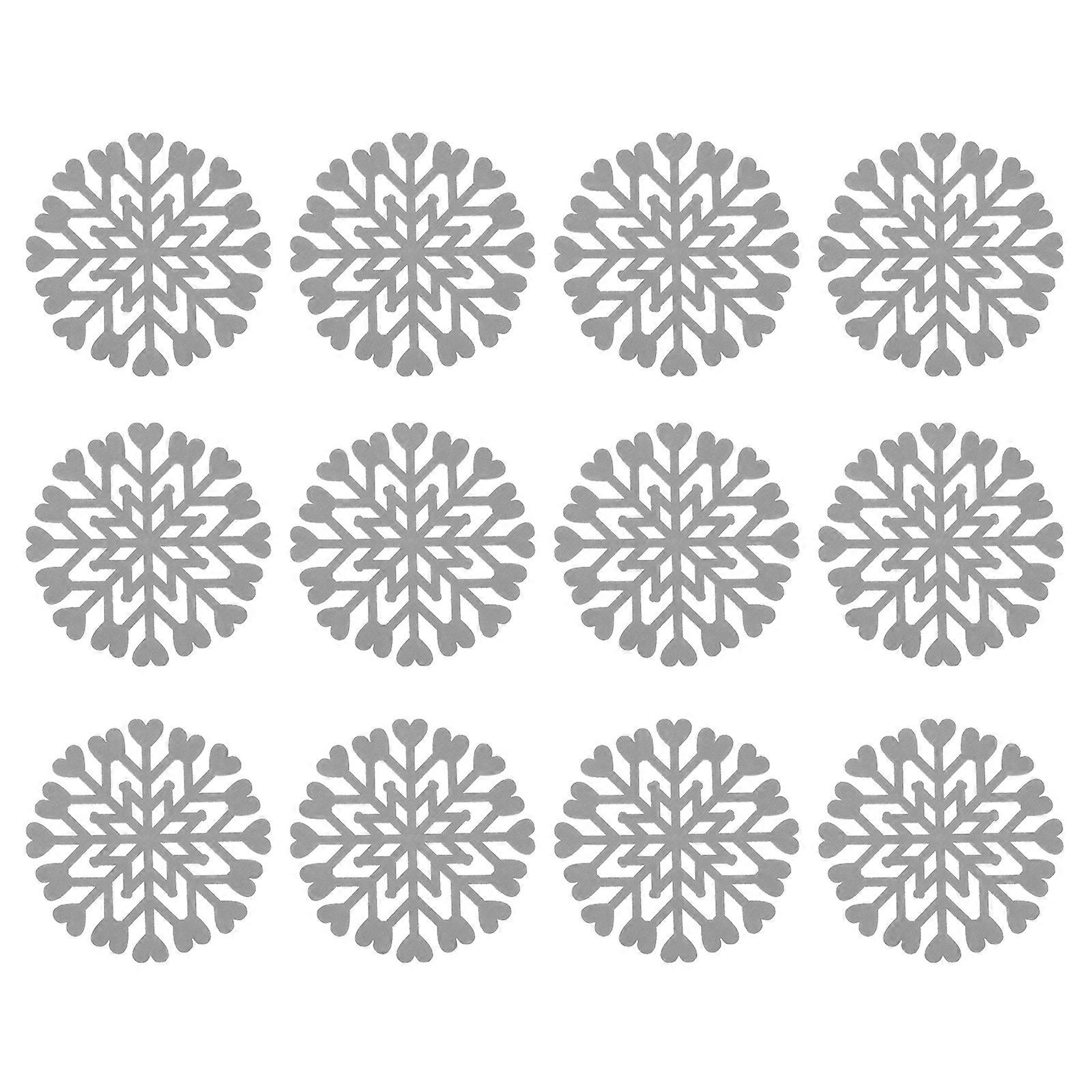 Cup Coasters Water Separation Felt Grey Snowflake Shape Dining Table 12Pcs