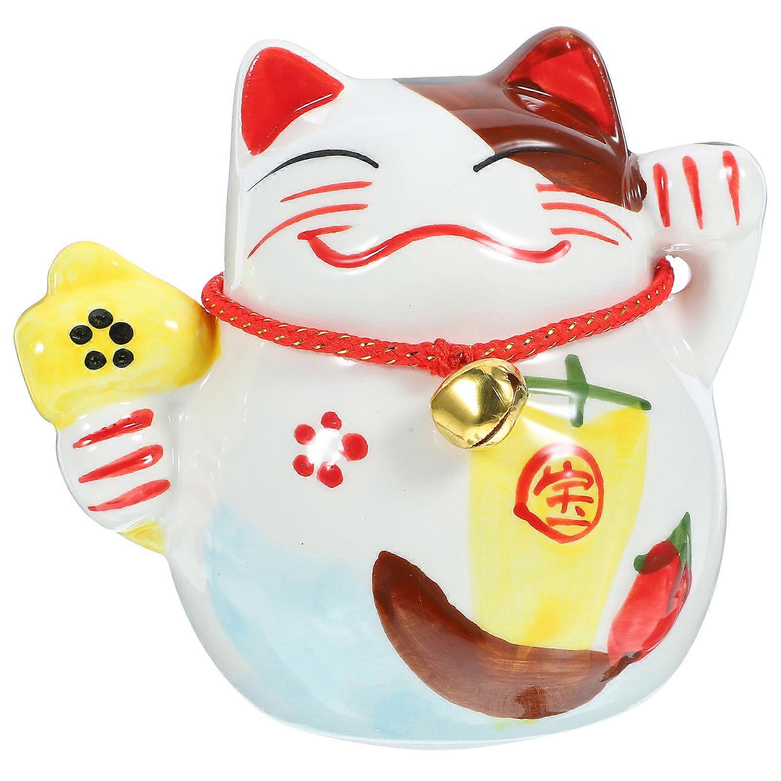 Cute Ceramic Fortune Cat Piggy Bank for Savings and Decoration Stylish Desktop Ornament for Cat Lovers