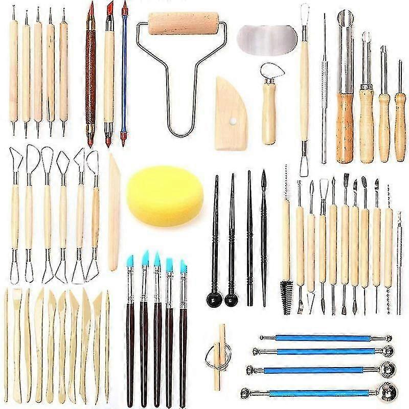 61Pcs set klei gereedschap combinatie diy aardewerk carving embossing benodigdheden