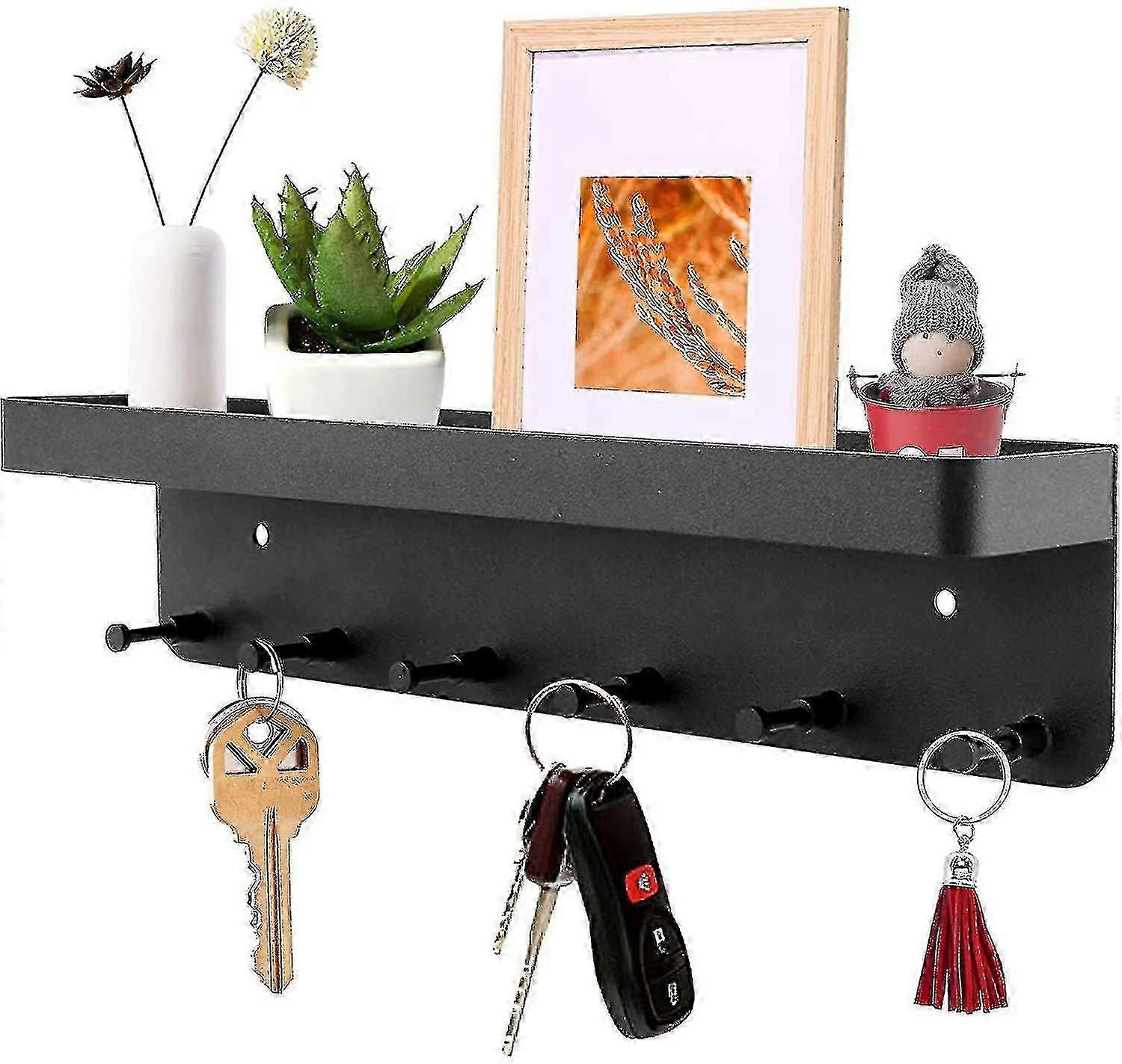 Key Rack With Shelf, Key Holder Versatile Key Rack With 6 Hooks & Key Bar