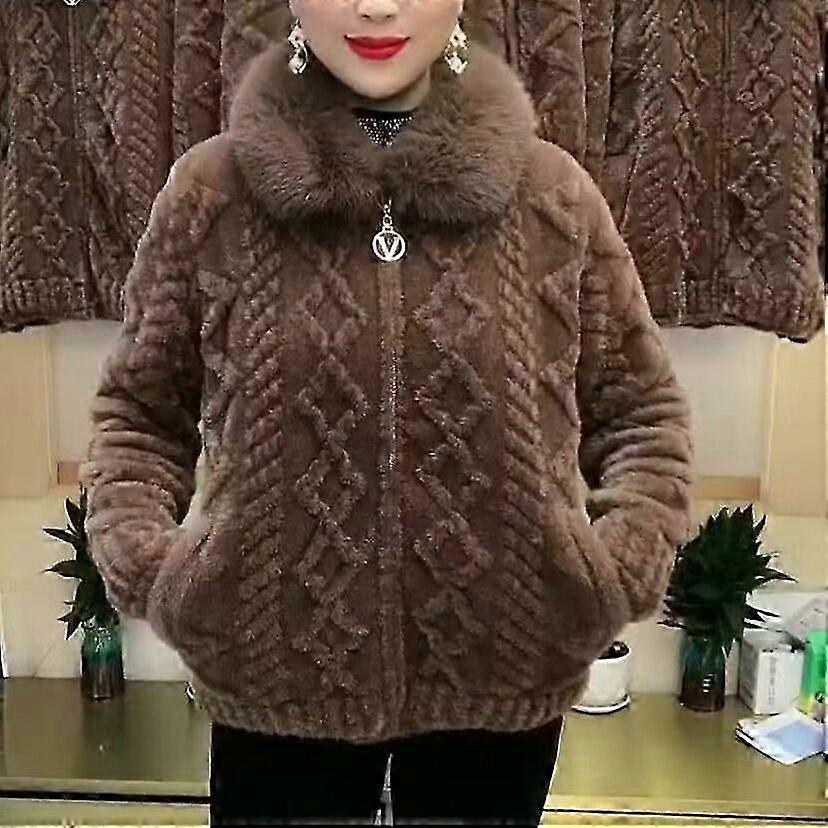 معطف الفراء النسائي الراقي فو المنك المخملية معطف جديد أنثى فرو سميك متكامل معاطف دافئة Femme قصيرة أعلى الشتاء