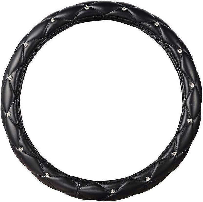 Capa de volante de carro de couro de microfibra, antiderrapante universal de 15 polegadas, preto