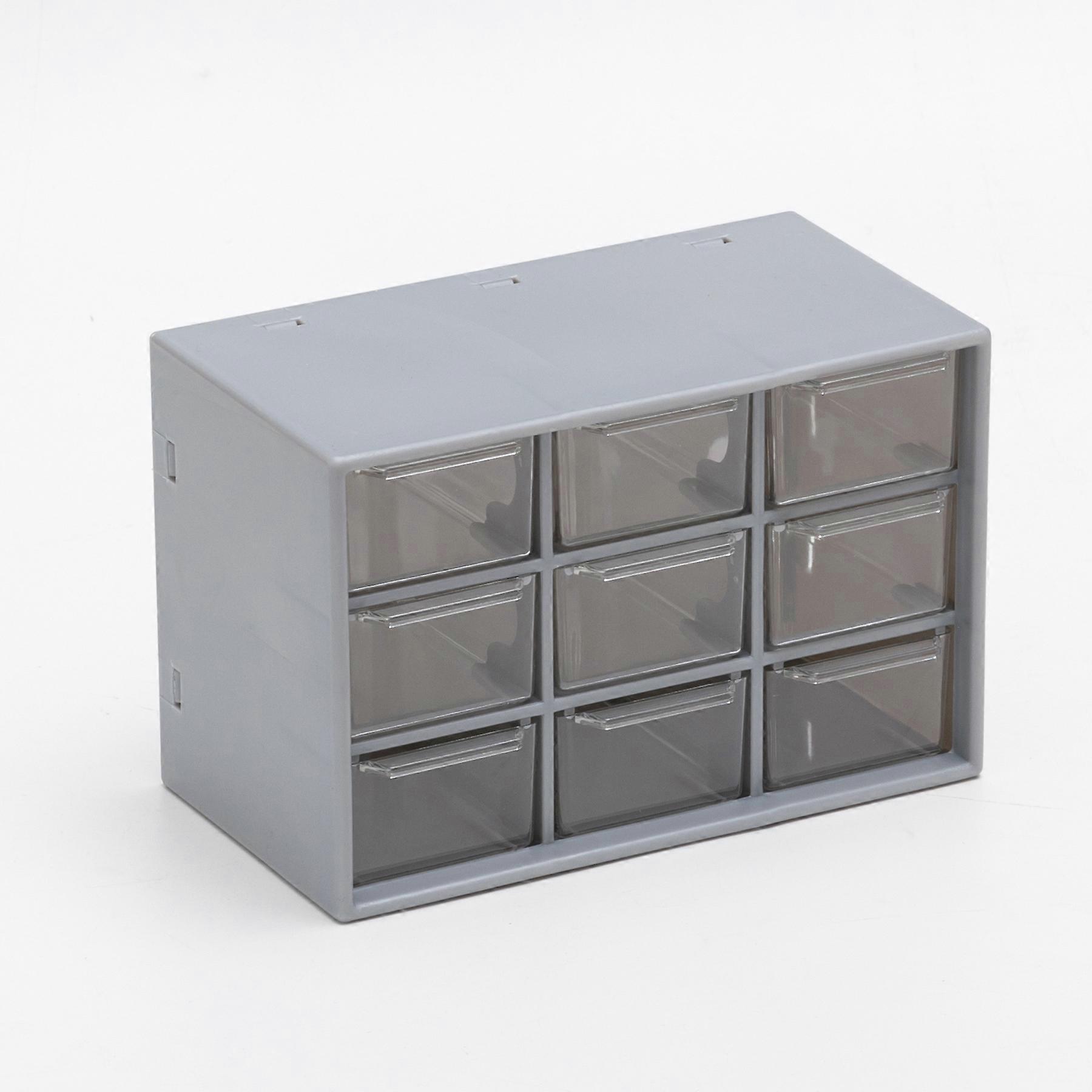 9 Compartment Drawer Storage Box, Organizer with 9 Transparent Drawers Dustproof Jewelry Storage Box, 18*12*9.8CM（gray）