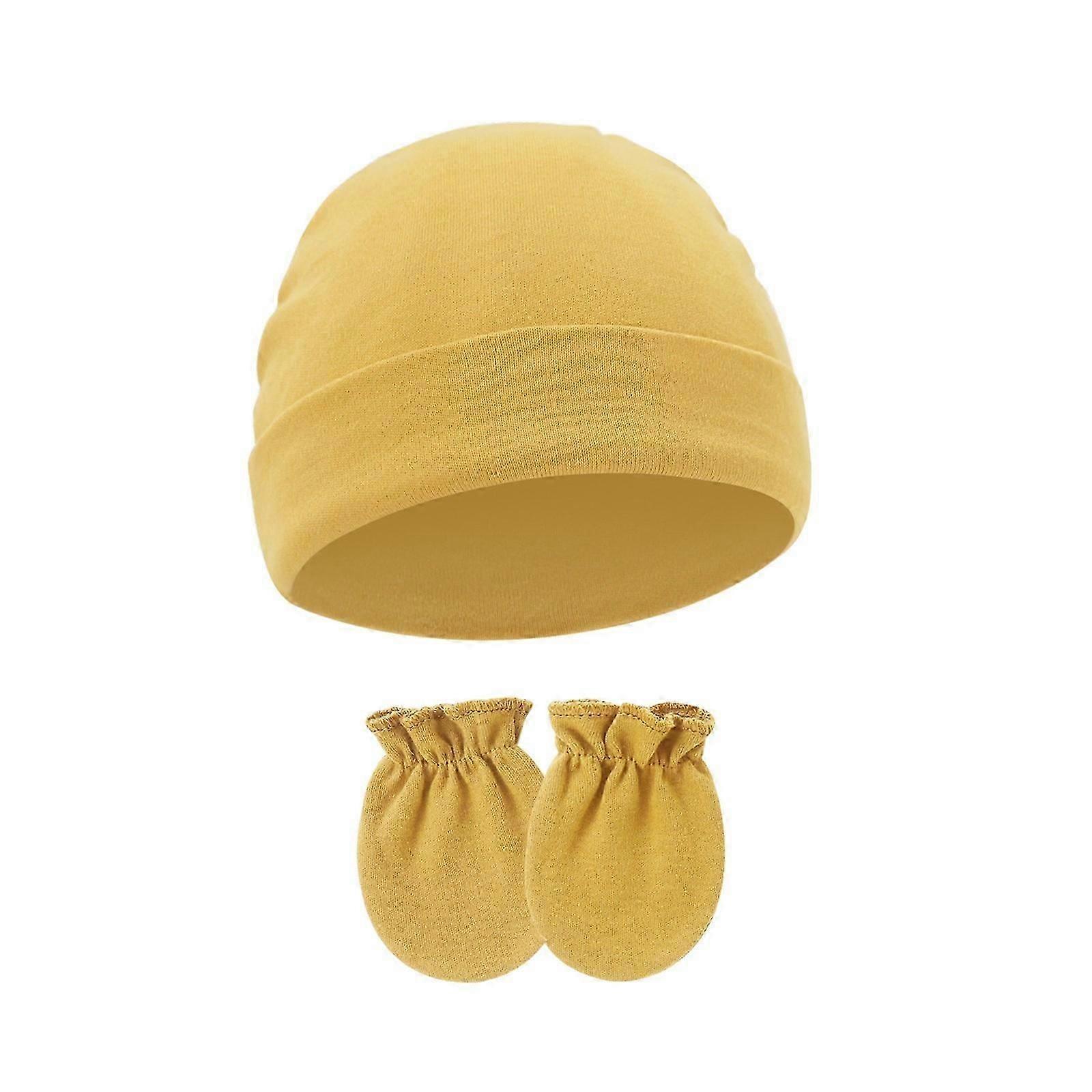 Comfortable Newborns Baby Hat with Matching Scratch Proof Mittens 0-6 Months Infants for Keeping Fingers Warm
