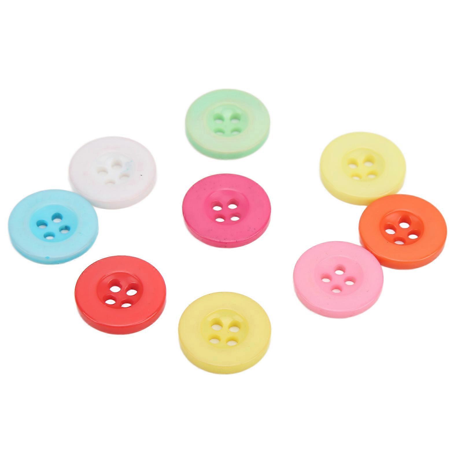 100pcs Colorful Flat Back Oil and Water Resistant Easy to Use Resin Buttons for Clothing 12.5mm