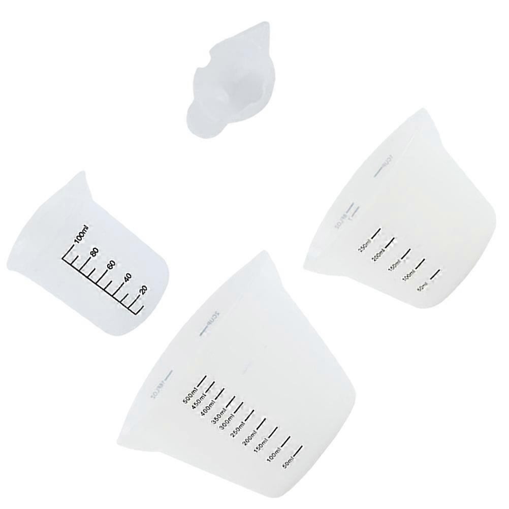 Reusable Measuring Cups Silicone Measuring Cylinder for Home Users in Beige 4Pcs