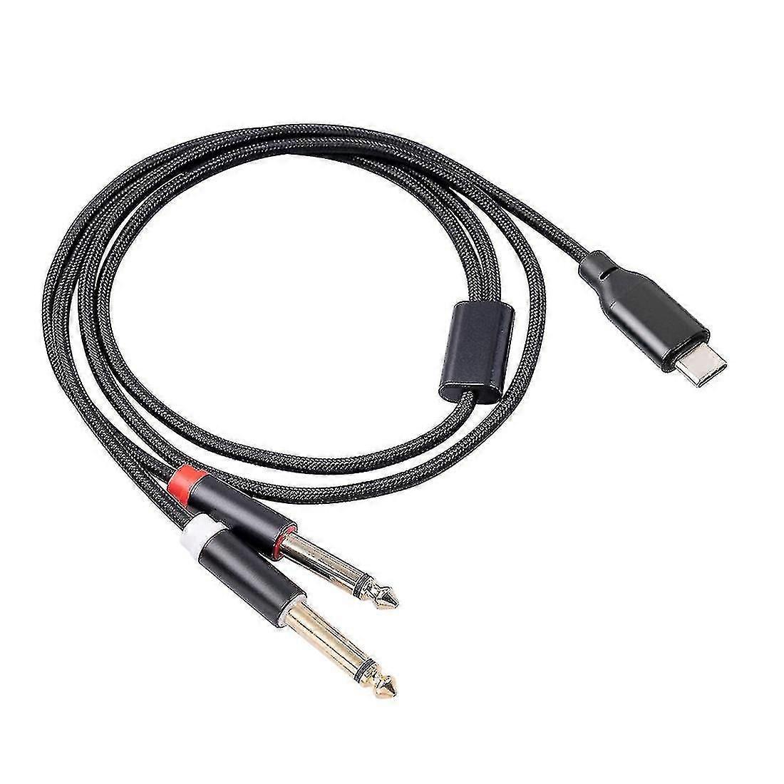 USB C vers double câble stéréo audio de 6,35 mm de type C vers double cordon audio de 6,35 mm pour smartphone multimédia