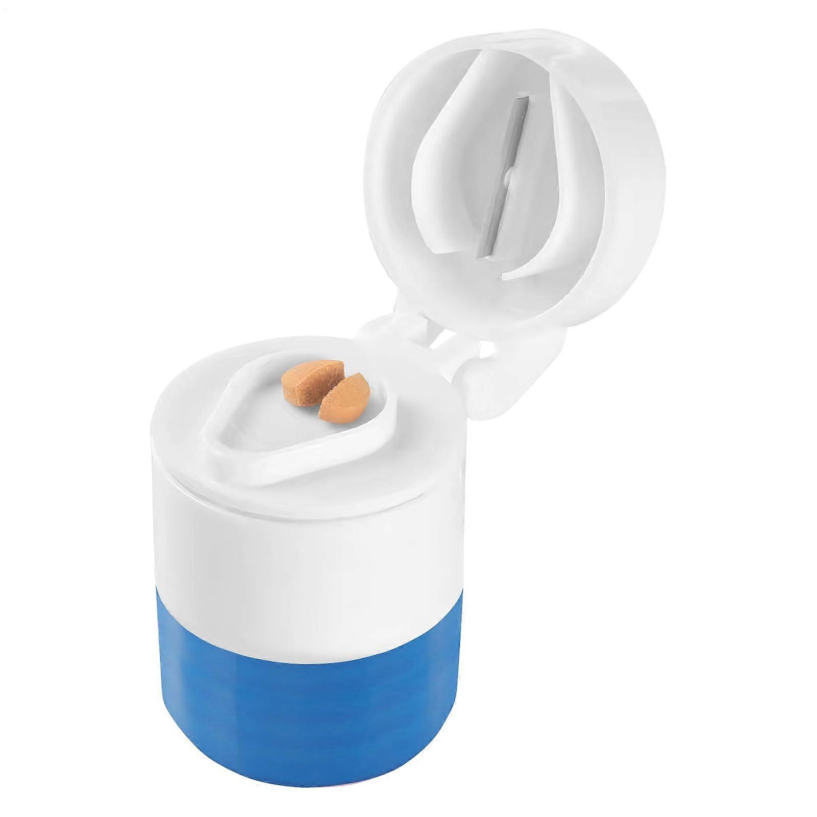 Pill Organiser Travel Case with Pill Cutter, Portable Blue PP Container for Medications, Supplements & Daily Use