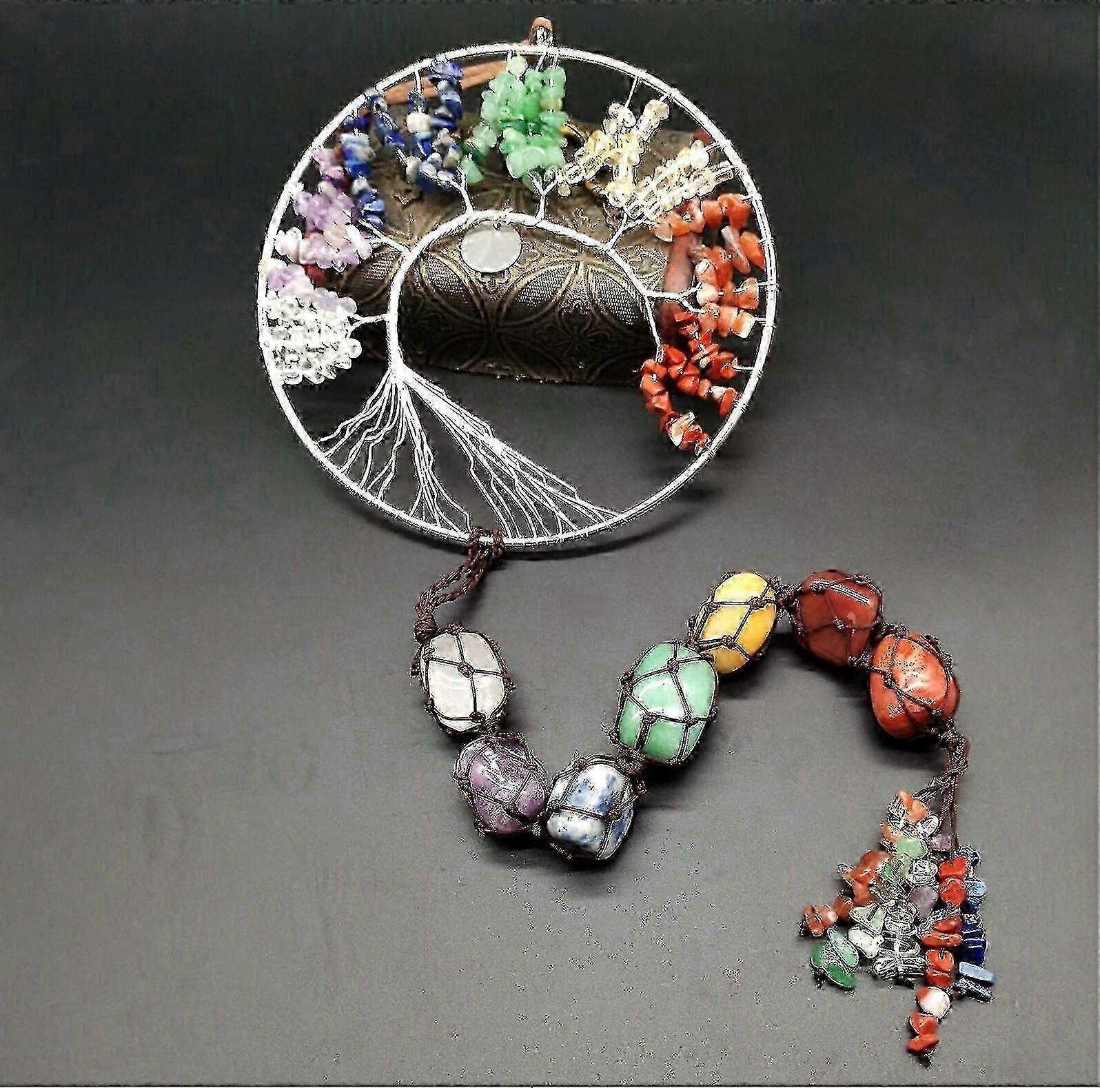 chakra stenar, hängande prydnad, tumlade, ädelstenar, drömfångare, heminredning