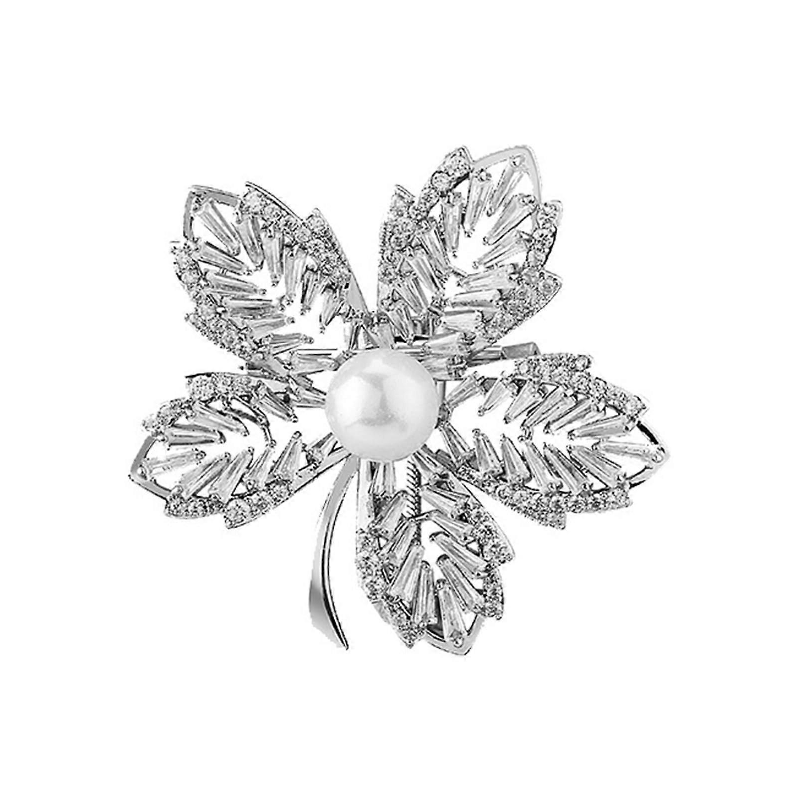 Exquisitely crafted maple leaf brooch with crystals and beads, suitable for business meetings or evening events. Ref: 7915