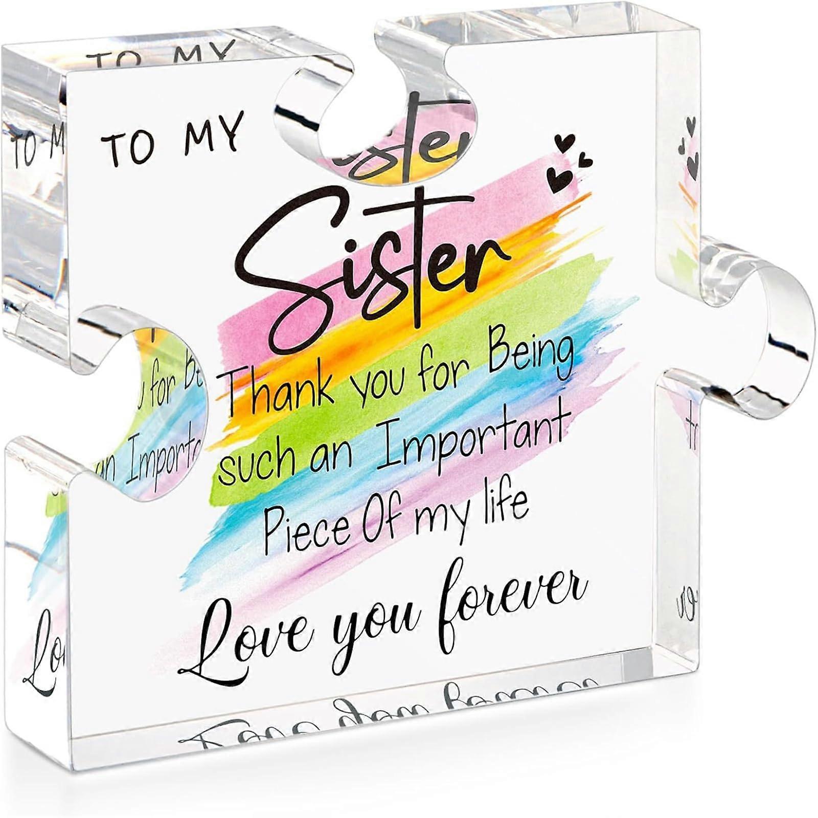 Engraved acrylic puzzle block pattern, desk display, ornament for mother, grandma, wife on Mother's Day, color puzzle sister