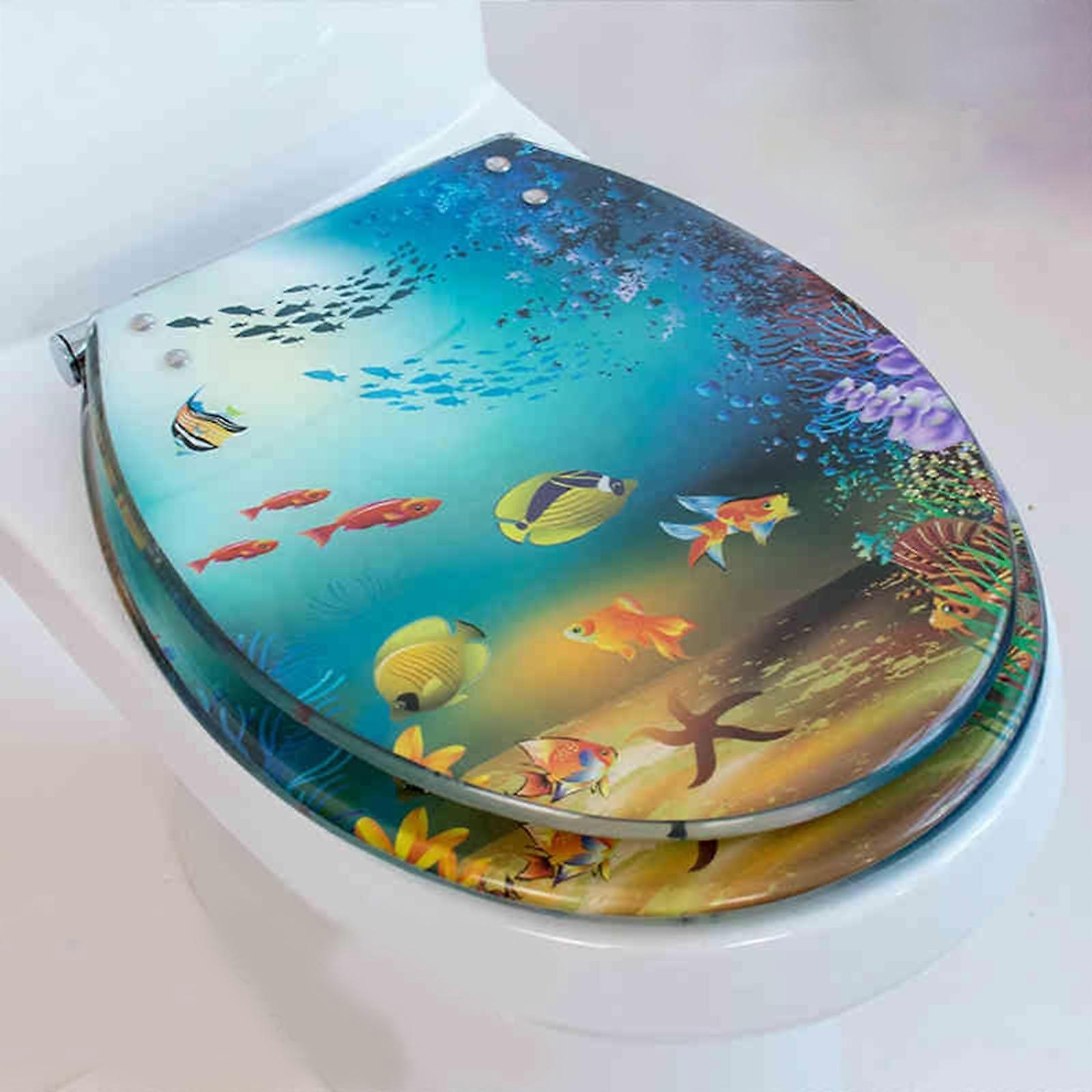 Toilet seat made of resin for bathroom, transparent, adjustable hinge, moistureresistant, type O 42*36cm