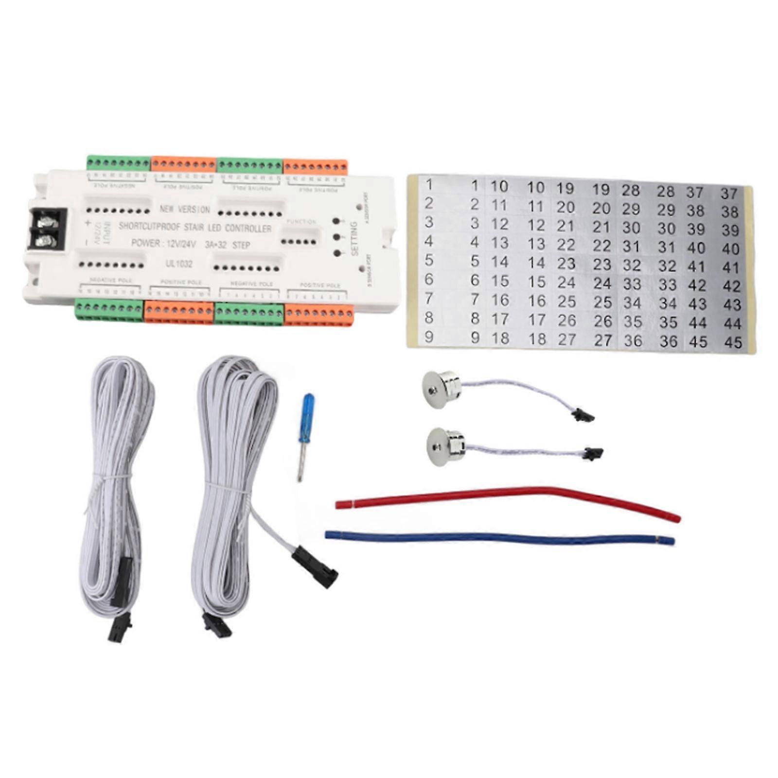 Ladder Step Light Controller 32 Channel Motion Sensor LED Stair Light Controller Automatic 12V 24V LED Motion Sensor