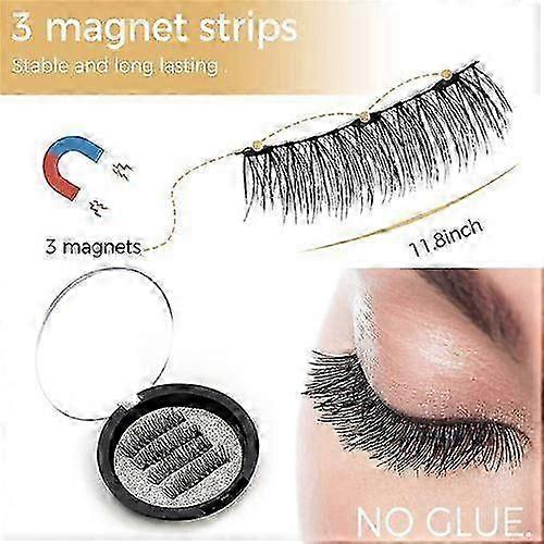 Magnetic Eyelashes, 2 Pairs Reusable Magnetic Lashes, Dual Magnetic Glue-free 3D Short Natural Eyelashes Set - Light weight Reusable False