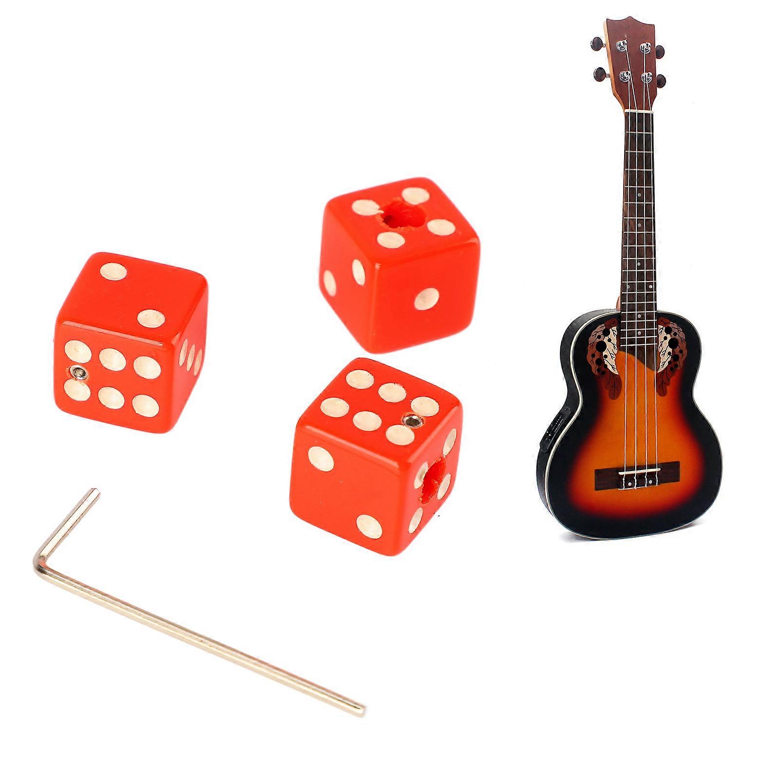 3PCS Guitar Volume Control Knobs Dice Shape Speed Control Knobs with Wrench Plastic Musical Parts Red 