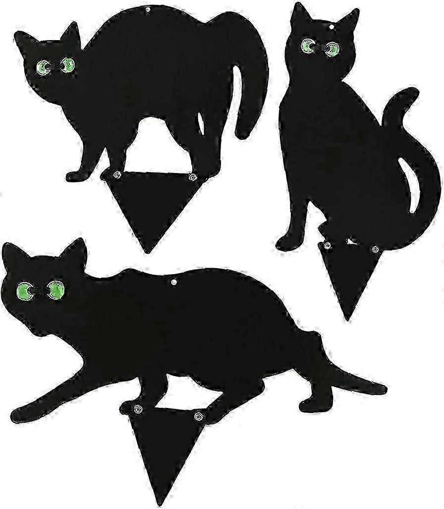 猫シルエットガーデン猫大理石の目マウスコントロール無害な鳥の抑止装飾3ピースガーデンオーナメントカラフル