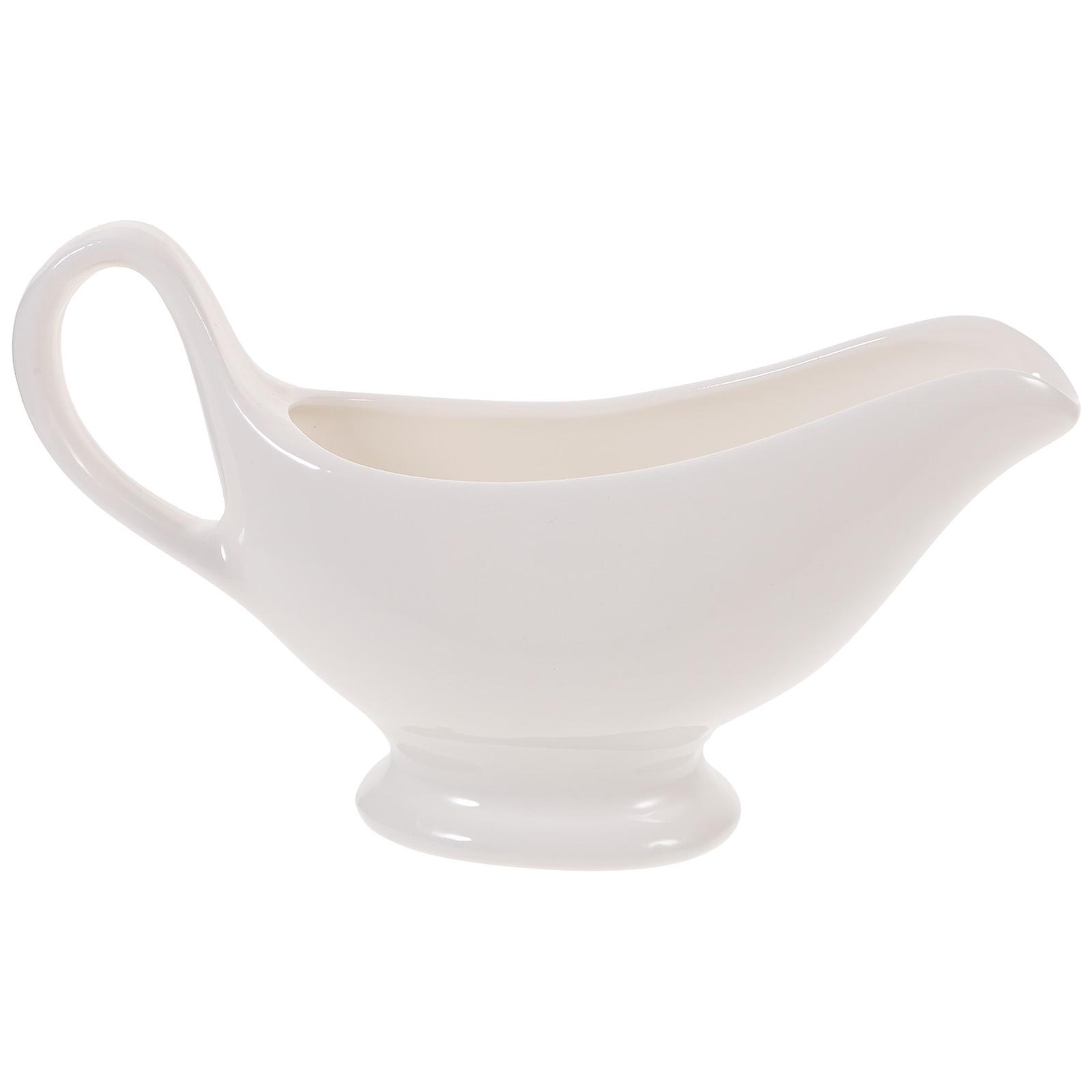 White Ceramic Gravy Boat for Home Use and Safe with Fine Workmanship 7.87"x4.33"x2.95"