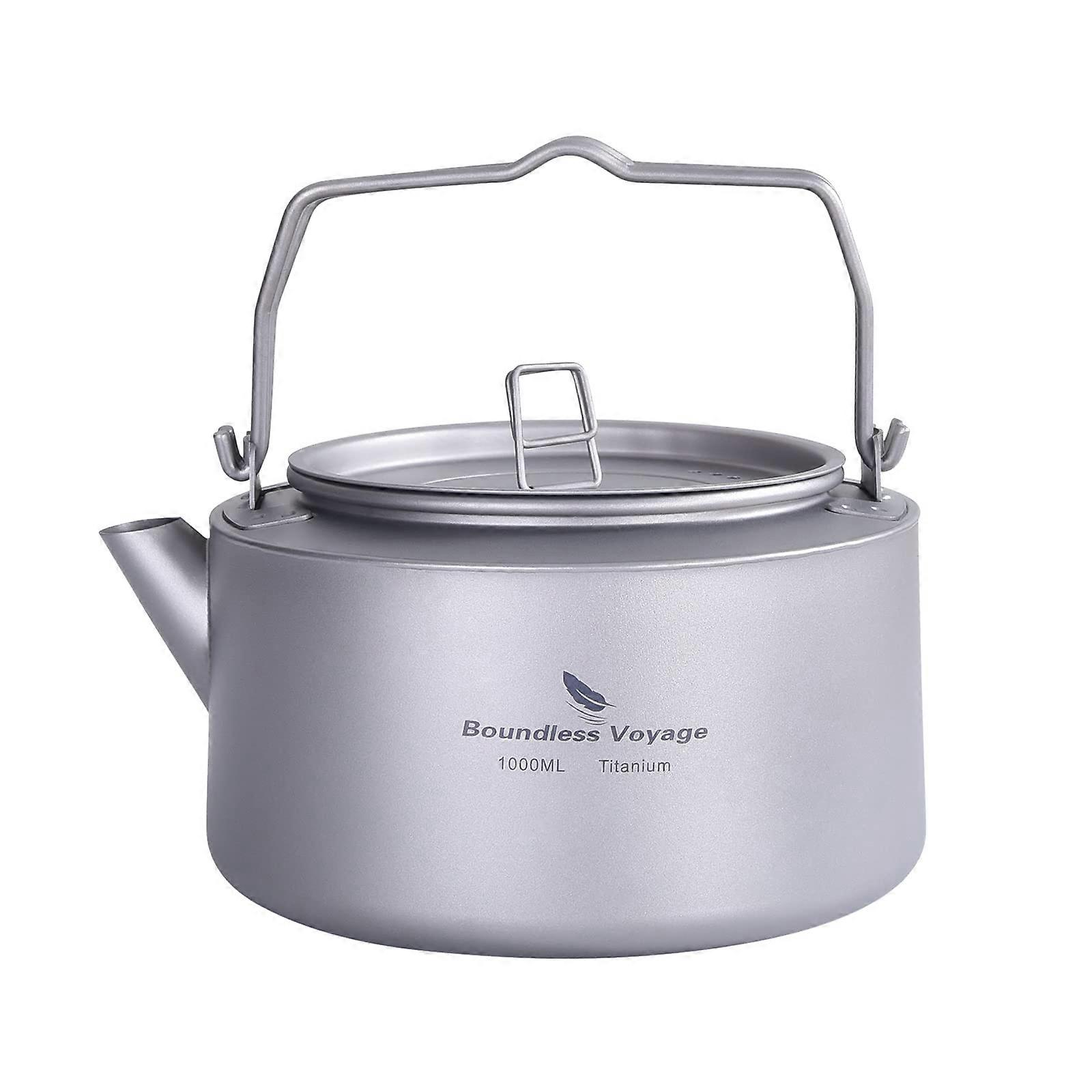 Ti3098D 1L Camping Titanium Kettle with Folding Handle Filter Large Capacity Pot Cooking Outdoor Cooking Set Pots