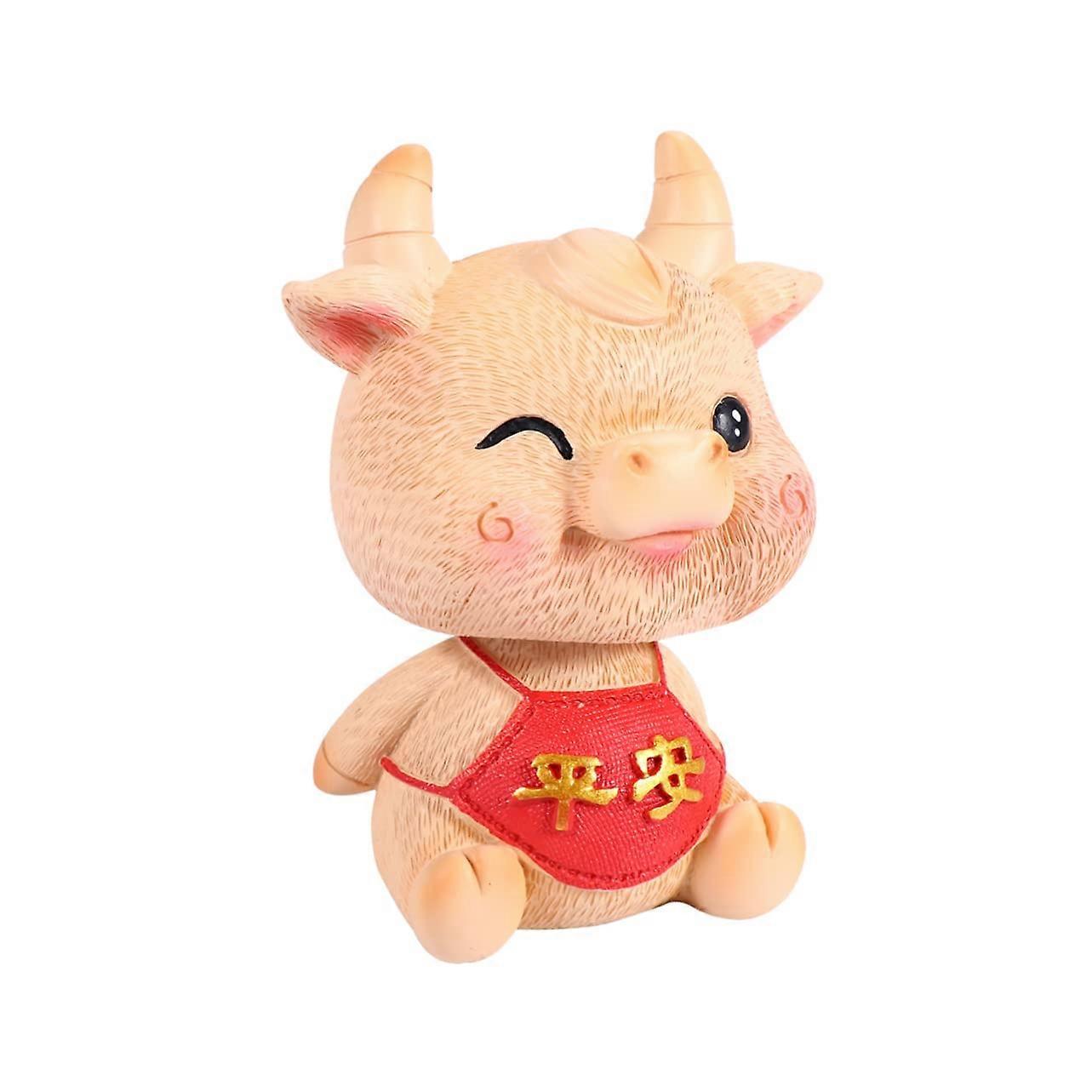 1 Piece Shaking Head Cattle Cow Auto Ornament Cute Vehicle Dashboard Made of Safe Resin Stable and Detailed for Cars Desktops and Flat Surfaces