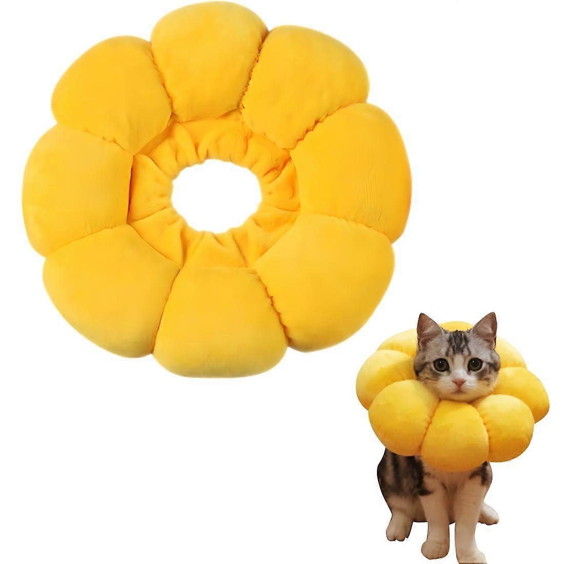 Cat Collar for Cats, Small Dogs After Surgery, Adjustable Collar Cat, Soft Sunflower Cat Recovery Collar Cone, S
