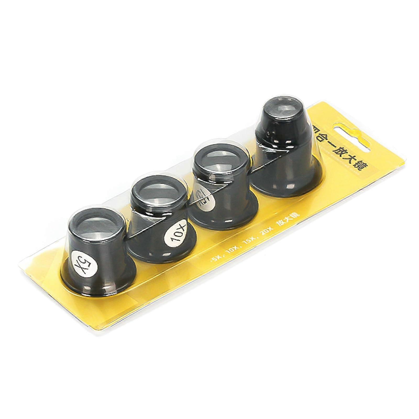 Eye Loupe 5x 10x 15x 20x for Watchmakers, Inspection, Jewelers, Magnifier, Watch, Camera, Phone, Magnifier, Glasses for CloseUp Work (4 Pack)